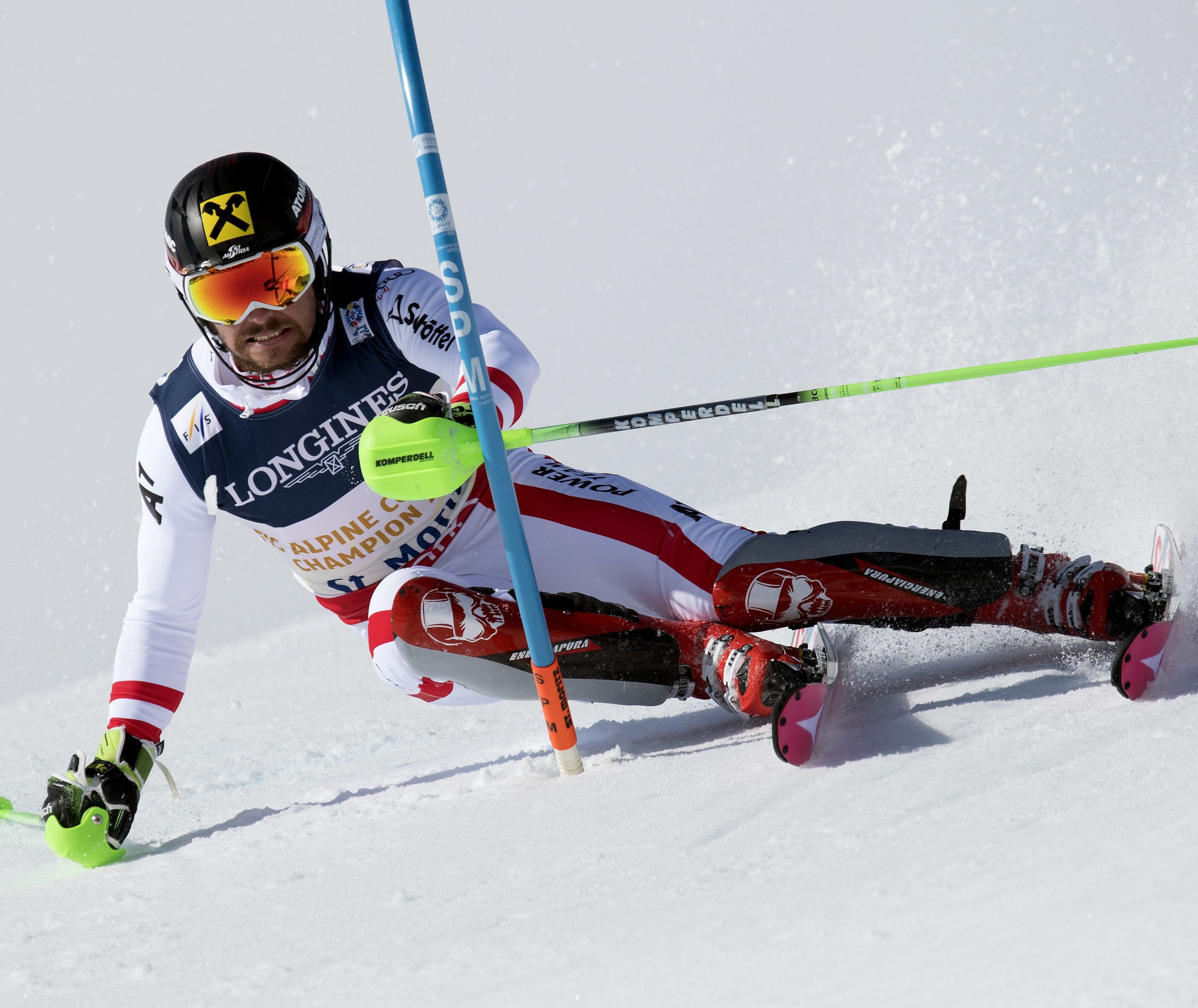 Marcel hirscher auf dem Weg zu Kombinations-Silber - Sensations-Heimsieg durch Schweizer Luca Aerni in St. Moritz.