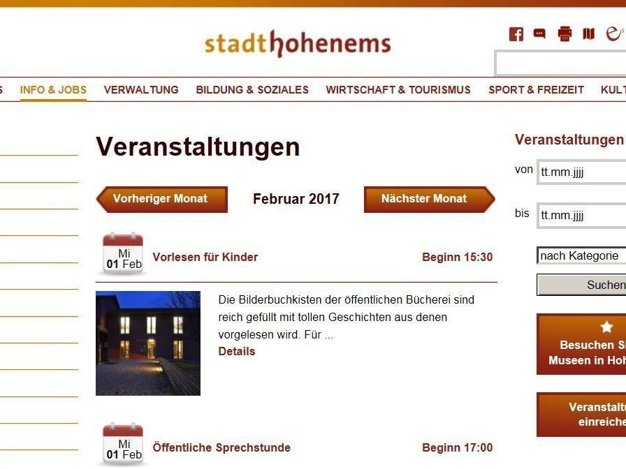Das Geschehen in Hohenems auf einen Blick: www.hohenems.at/kalender