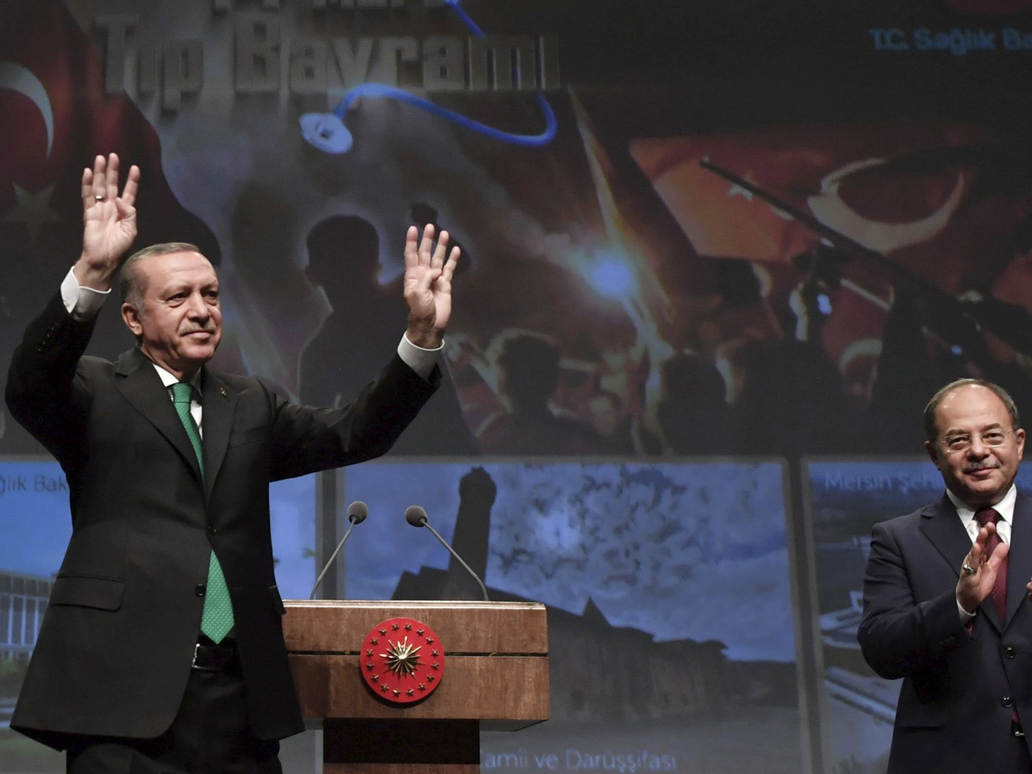 Der türkische Präsident Erdogan bei einer Veranstaltung in seinem Palast in Ankara.