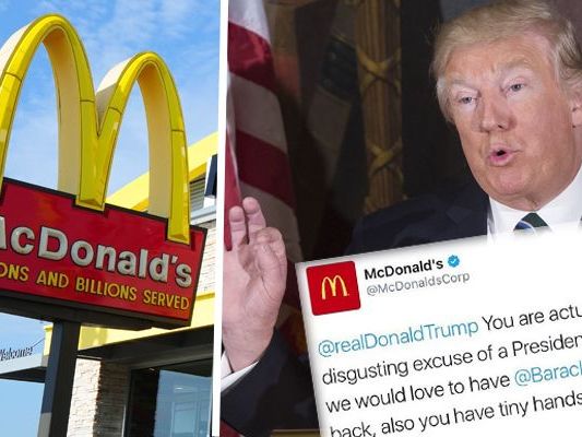 Hinter dem bösen McDonald's-Tweet in Richtung US-Präsident Trump stecken offenbar Hacker. Hinter dem bösen McDonald's-Tweet in Richtung US-Präsident Trump stecken offenbar Hacker.