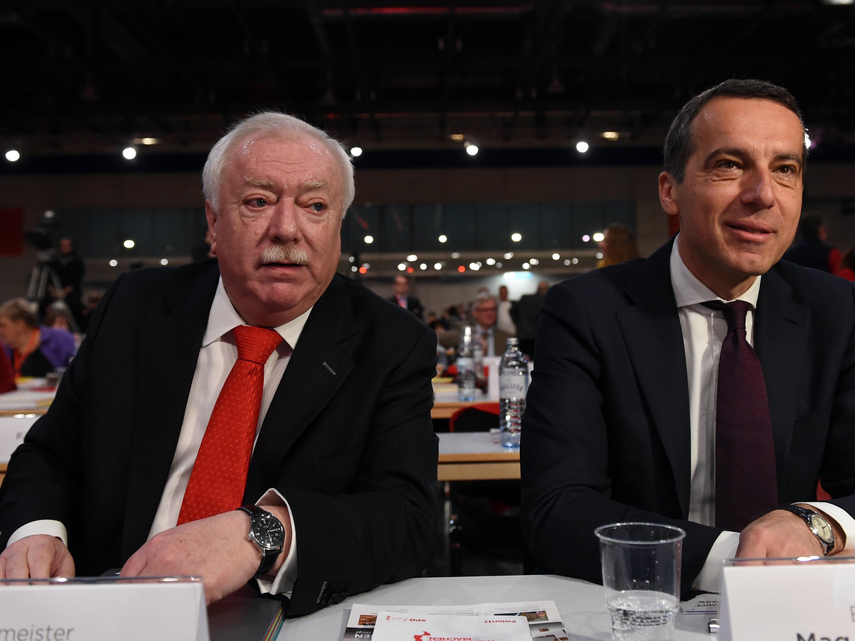 Beim SPÖ Parteitag in Wien: Häupl und Kern