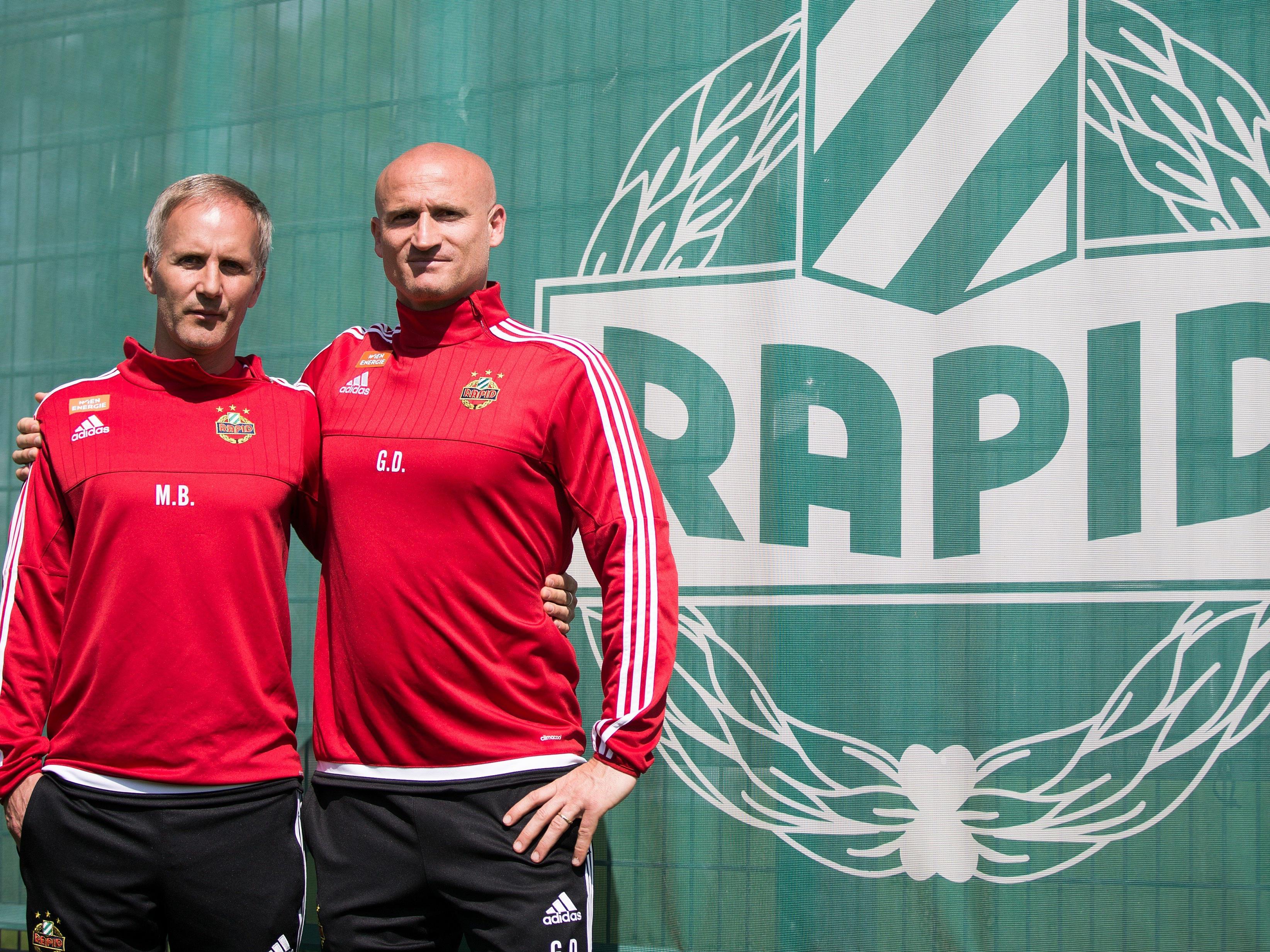 Rapids neues Trainergespann Martin Bernhard und Goran Djuricin.