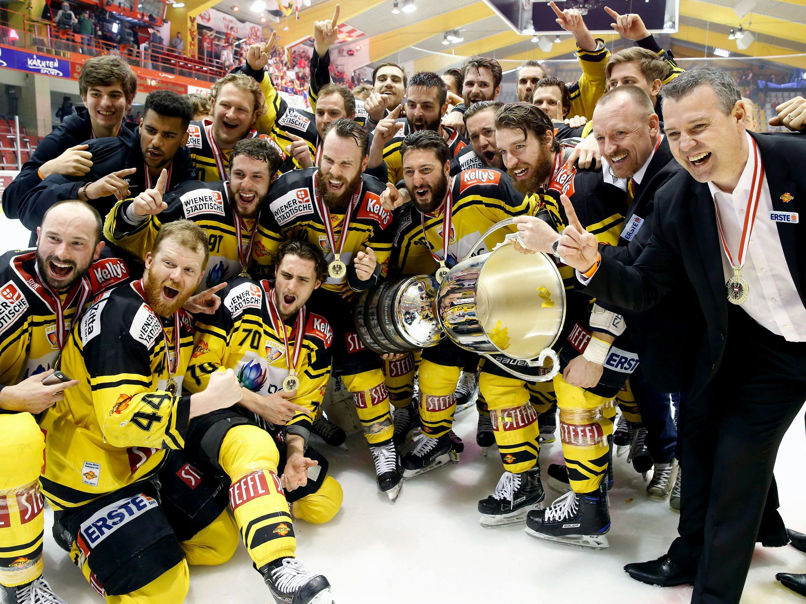 Die Vienna Capitals jubeln über ihren zweiten Meistertitel.