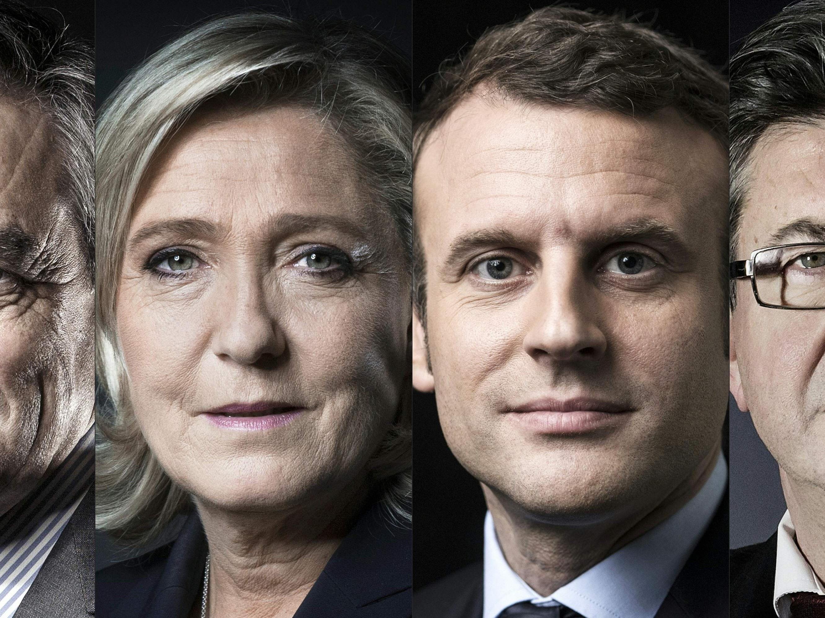 Die Top-Favoriten für die Stichwahl: Francois Fillon, Marine Le Pen, Emmanuel Macron und Jean-Luc Melenchon.