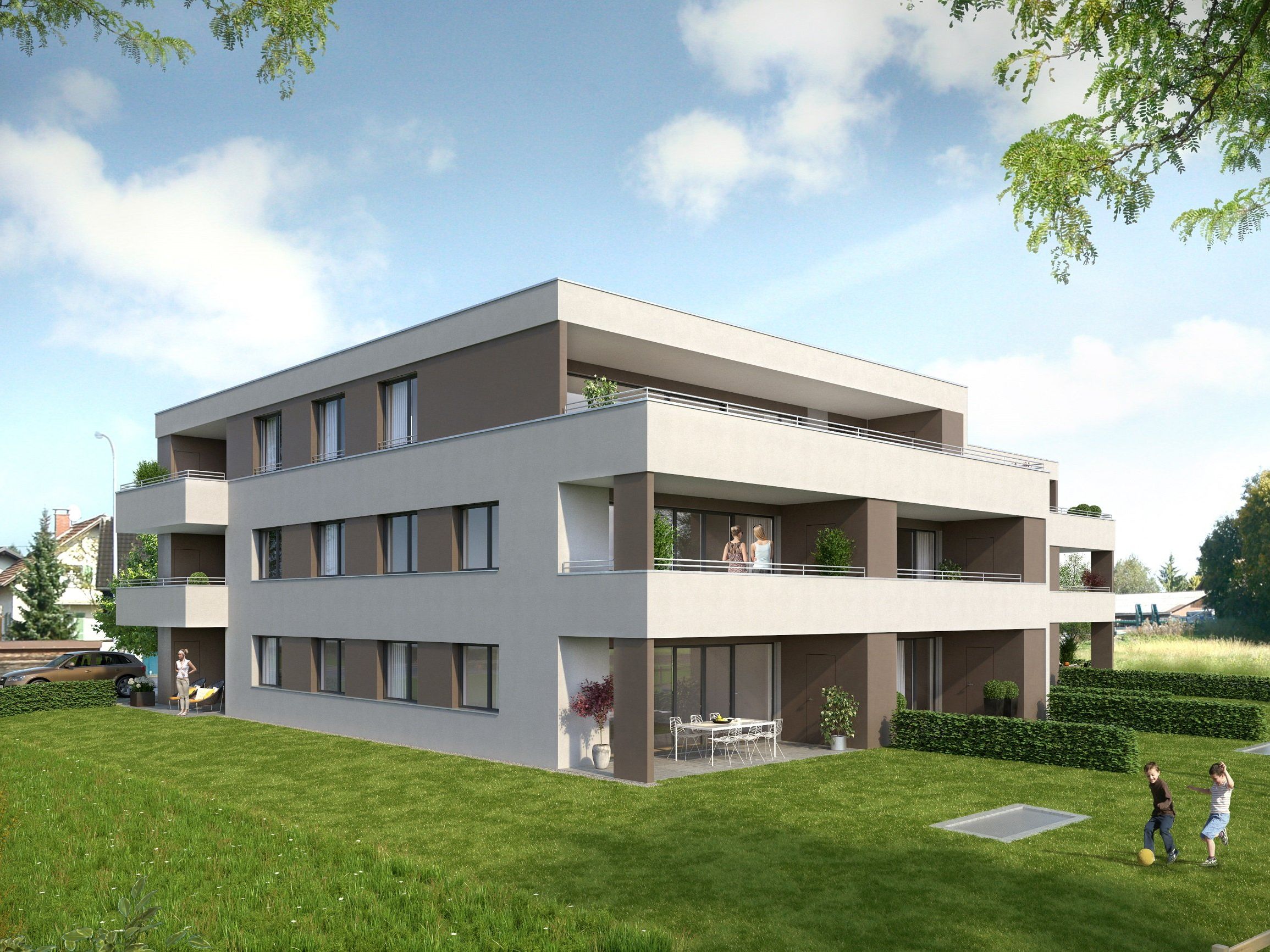 So wird sich die Kleinwohnanlage nach Fertigstellung präsentieren. (Bild: Nägele Bau) So wird sich die Kleinwohnanlage nach Fertigstellung präsentieren. (Bild: Nägele Bau)
