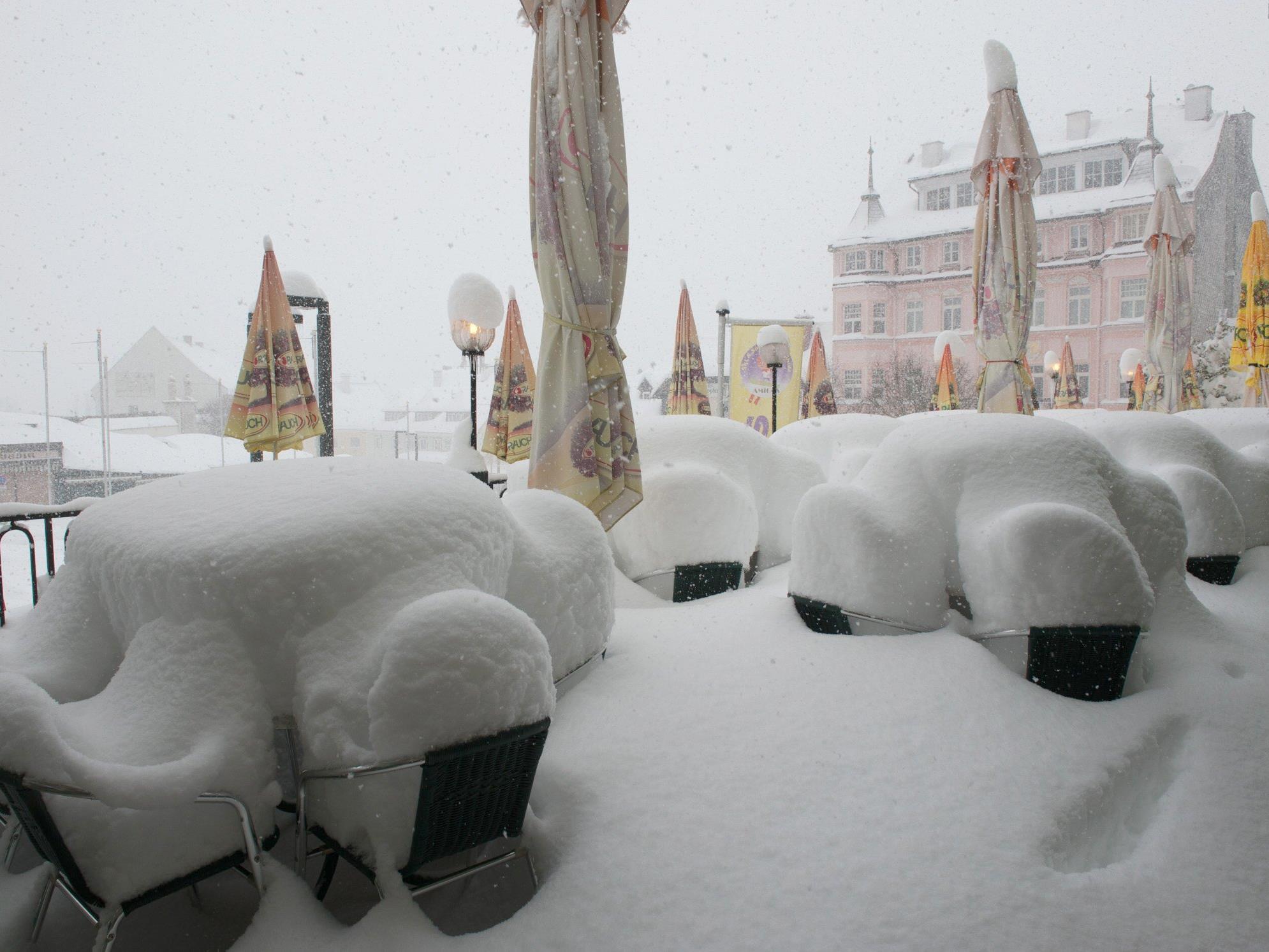 Die Schneemengen am Mittwoch in Mariazell.