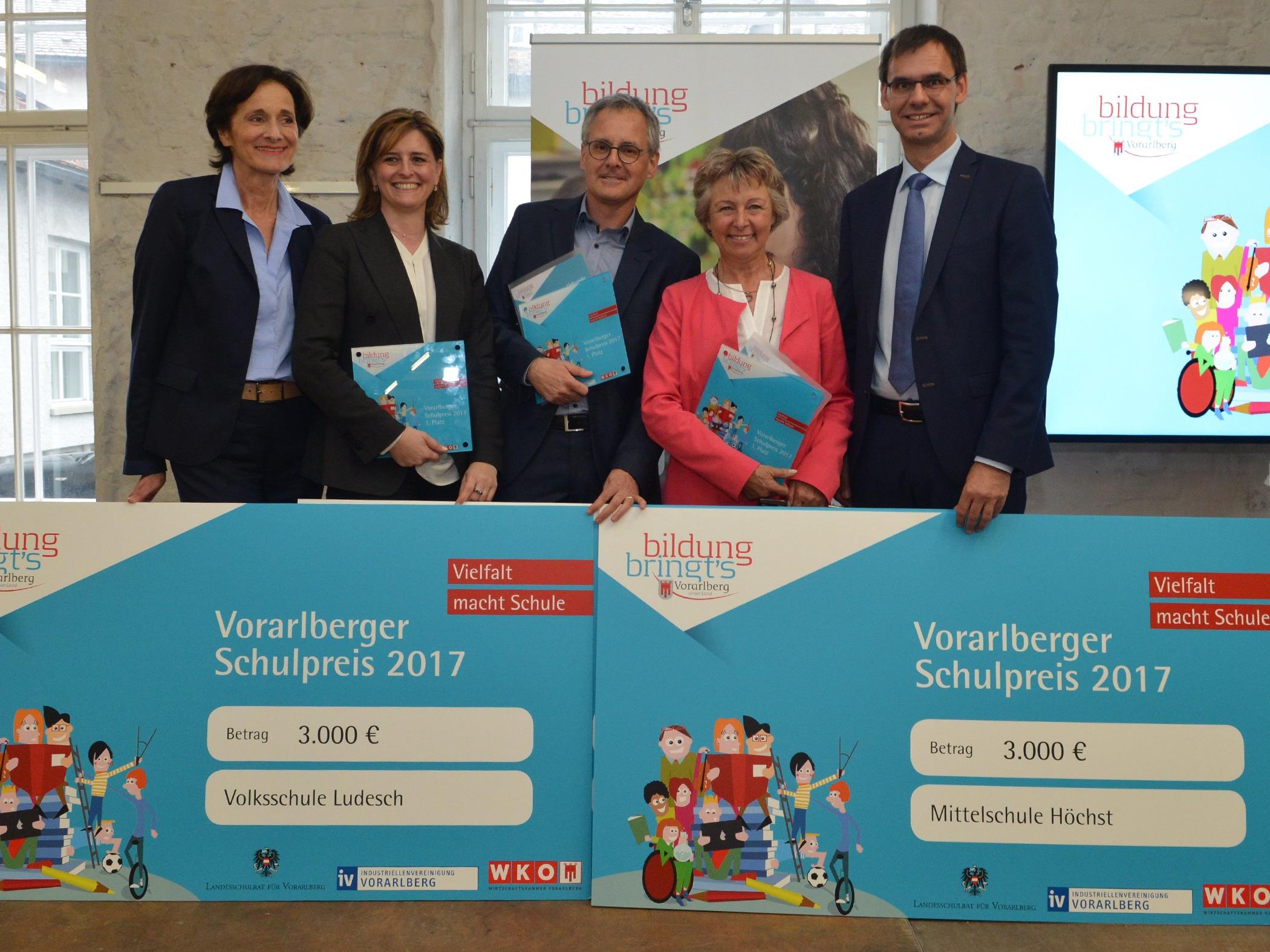 Vorarlberger Schulpreis 2017 für VS Ludesch, MS Höchst und HAK/HAS Lustenau