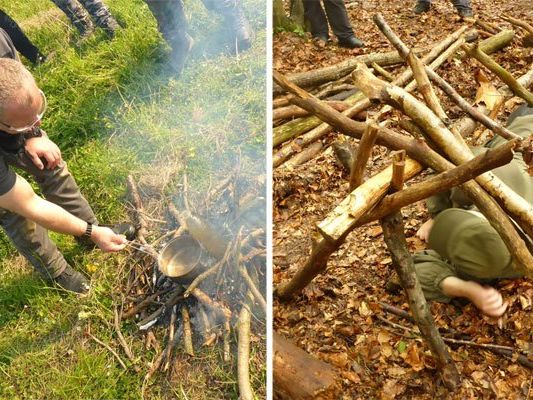 Wie ein Feuer entfacht und ein Shelter gebaut wird, lernten wir beim Survival Day mit Reini Rossmann