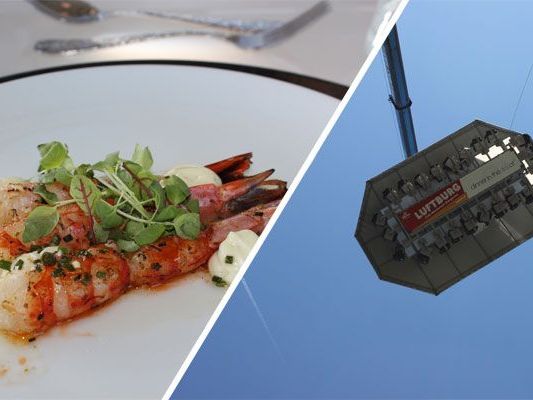 Gaumenfreuden bei "Dinner in the Sky". Gaumenfreuden bei "Dinner in the Sky".