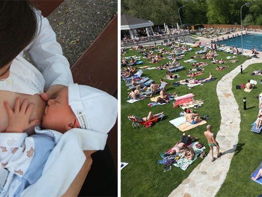 Im Schönbrunner Bad kam es zu einem Vorfall rund um eine Mutter, die ihr Baby stillte Im Schönbrunner Bad kam es zu einem Vorfall rund um eine Mutter, die ihr Baby stillte