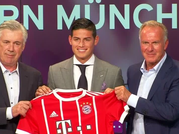 James Rodríguez bei Bayern München vorgestellt. James Rodríguez bei Bayern München vorgestellt.
