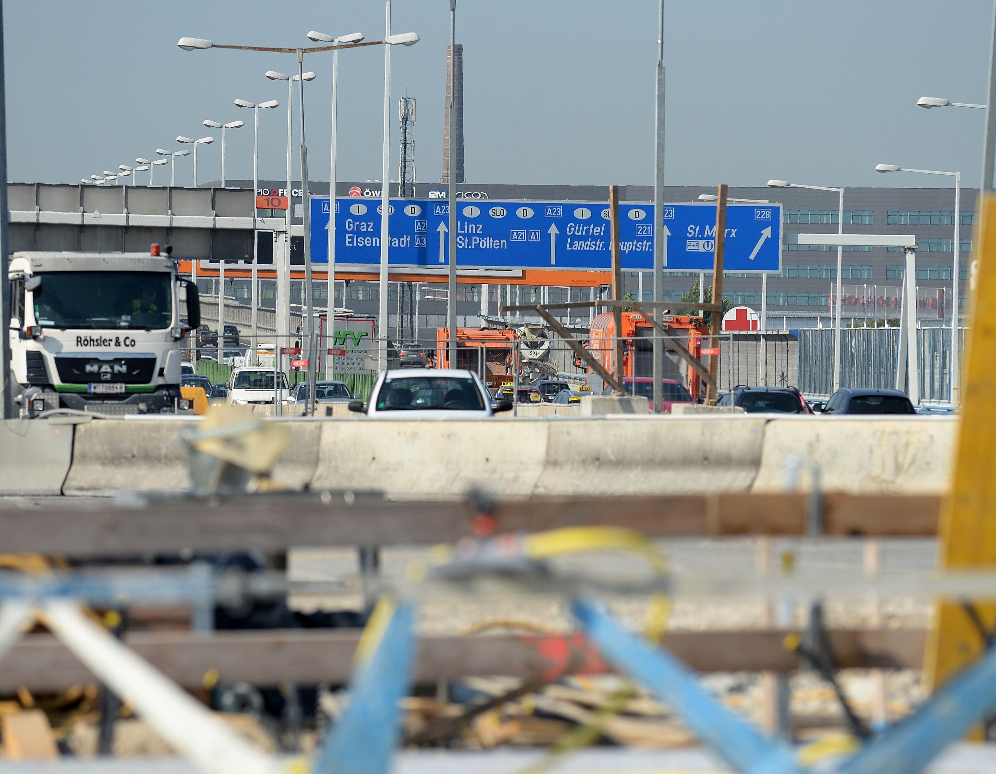 Auf der A23 in Wien wird auch diesen Sommer gebaut.