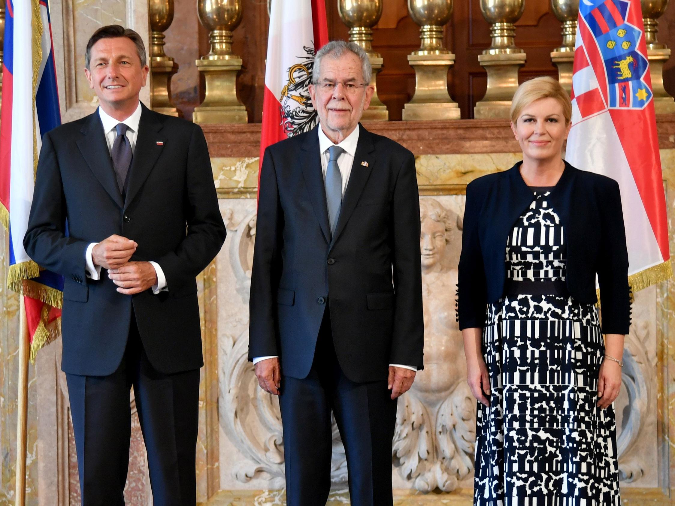 Die Staatsoberhäupter Sloweniens, Kroatiens und Österreichs beim Treffen in Salzburg