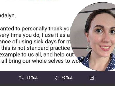 Vor zwei Wochen postete Madalyn Parker den Mail-Verlauf zwischen ihr und ihrem Vorgesetzten. Vor zwei Wochen postete Madalyn Parker den Mail-Verlauf zwischen ihr und ihrem Vorgesetzten.